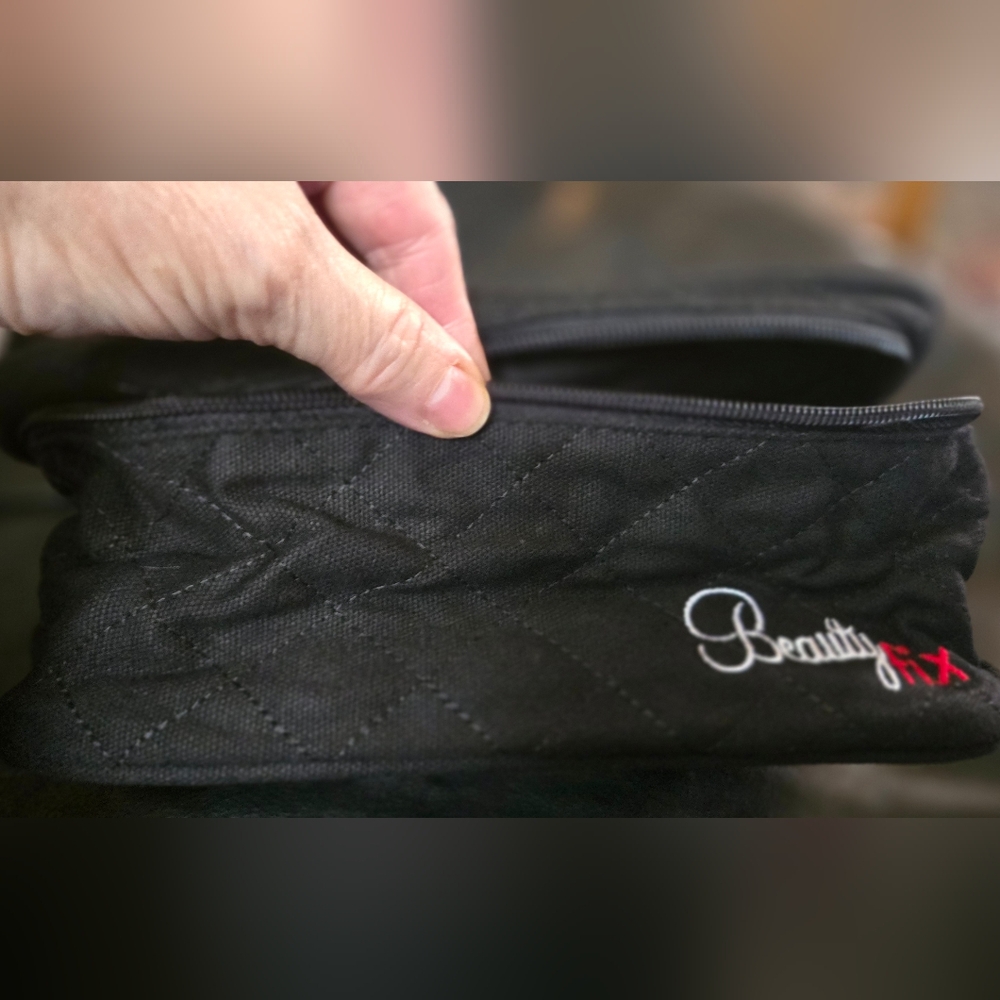 BeautyFix Black Quilted Cosmetic Bag 9"×6"×4" - Picture 2 of 4